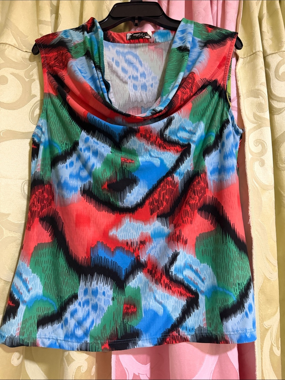 Victoria Multicolor Cowl Neck Sleeveless Top
